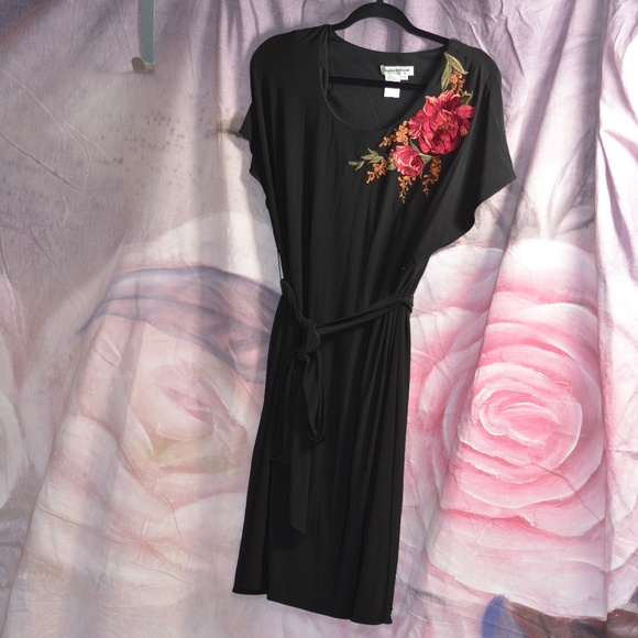 Coldwater Creek Embroidered Little Black Dress SZ 16 - Picture 3 of 4